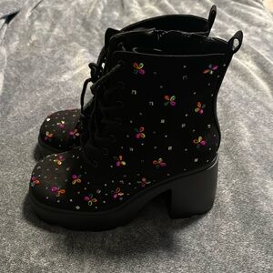 Betsey Johnson Jeweled Combat Boots